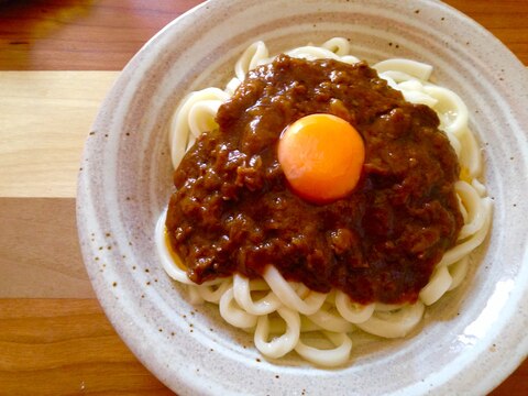 残ったカレーで♪汁なしカレーうどん